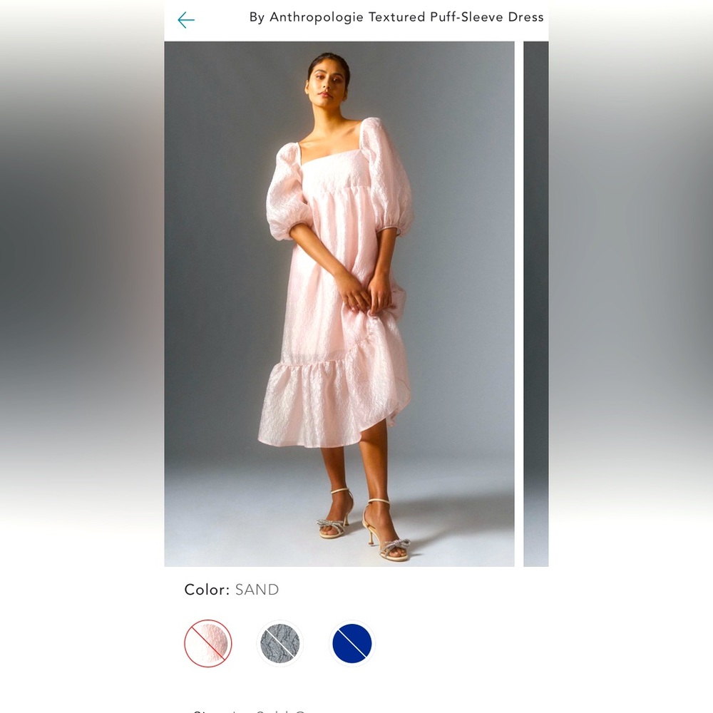 NWT Anthropologie Pink Textured Puff Sleeve Dress - Sz L
